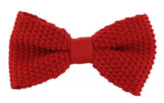 Red Silk Knitted Bow Tie