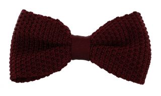 Wine Silk Knitted Bow Tie