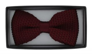 Wine Silk Knitted Bow Tie