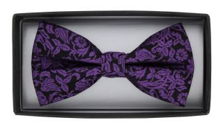 Purple Jacquard Floral Silk Bow Tie