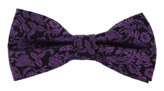 Purple Jacquard Floral Silk Bow Tie
