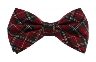 Red Tartan Ready Tied Silk Bow Tie