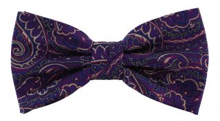 Magenta Fine Paisley Silk Bow Tie & Pocket Square Set