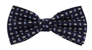 Navy Oval Pip Silk Bow Tie & Pocket Square Set