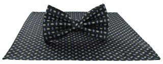 Green Oval Pip Silk Bow Tie & Pocket Square Set