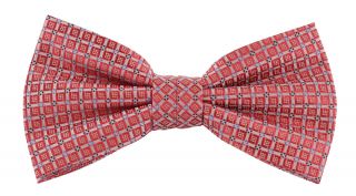 Coral Summer Geo Silk Bow Tie & Pocket Square Set