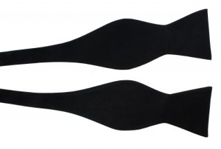 Black Self Tie Silk Bow