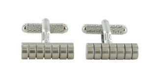 Silver Cylinder Stripe Cufflinks