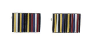 Multi Colour Stripe Rectangle Cufflinks