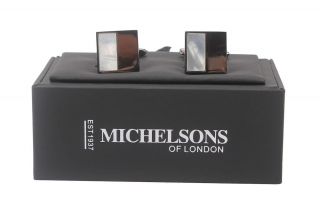 Gunmetal with Mother of Pearl Square Cufflinks