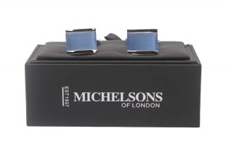 Silver with Blue Cat Eye Stone Rectangle Cufflinks