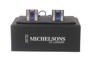 Silver with Blue Cat Eye Stone Square Cufflinks