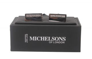 Silver with Crystal Oblong Cufflinks