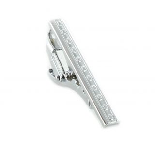 Silver Engraved Small Squares Tie Clip