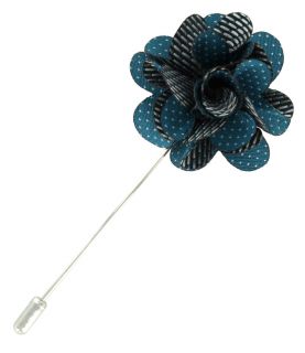 Teal Pin Dot Flower Lapel Pin