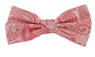 Coral Tonal Paisley Bow Tie & Pocket Square Set