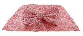 Coral Tonal Paisley Bow Tie & Pocket Square Set