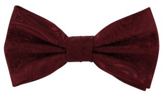 Dark Red Tonal Paisley Bow Tie & Pocket Square Set