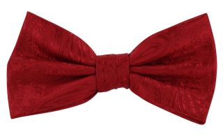 Bright Red Tonal Paisley Bow Tie & Pocket Square Set