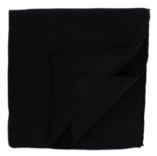 Black Plain Silk Pocket Square