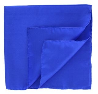 Bright Blue Plain Silk Pocket Square
