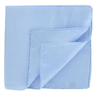 Light Blue Plain Silk Pocket Square
