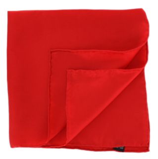 Red Plain Silk Pocket Square