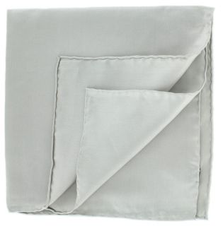 Silver Plain Silk Pocket Square