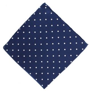 Navy Polka Dot Silk Pocket Square