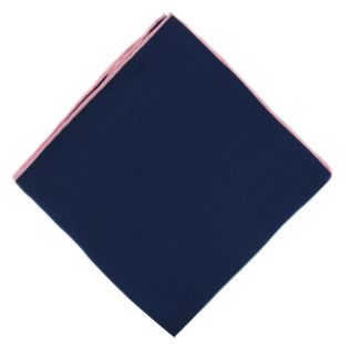 Navy with Pink Shoestring Border Silk Pocket Square