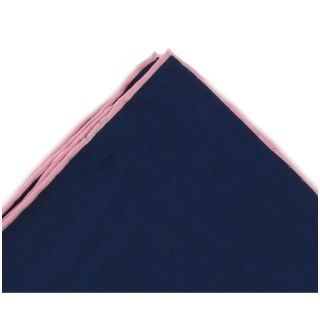 Navy with Pink Shoestring Border Silk Pocket Square