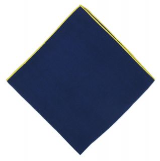 Navy with Yellow Shoestring Border Silk Pocket Square