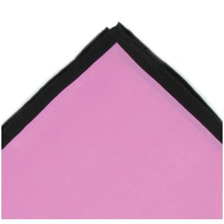 Pink with Black Shoestring Border Silk Pocket Square
