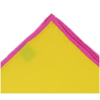 Yellow with Pink Shoestring Border Silk Pocket Square