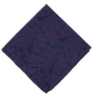 Purple Paisley Jacquard Silk Pocket Square