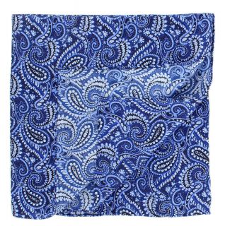 Blue All Over Paisley Silk Pocket Square