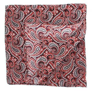 Burgundy All Over Paisley Silk Pocket Square