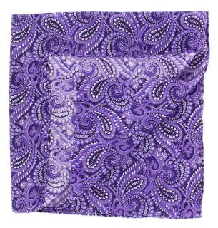 Purple All Over Paisley Silk Pocket Square