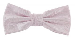Blush Pink Tonal Paisley Bow Tie & Pocket Square Set