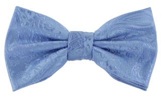 Light Blue Tonal Paisley Bow Tie & Pocket Square Set