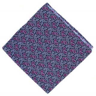 Purple Small Paisley Silk Pocket Square