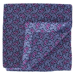 Purple Small Paisley Silk Pocket Square