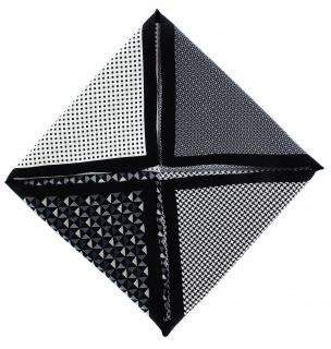 Black 4 Pattern Silk Pocket Square