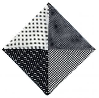 Black 4 Pattern Silk Pocket Square