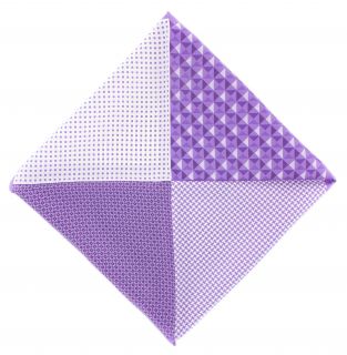 Lilac 4 Pattern Silk Pocket Square
