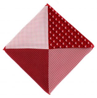 Red 4 Pattern Silk Pocket Square