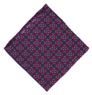 Pink Bold Medallion Silk Pocket Square