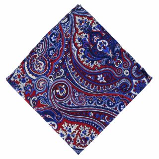 Blue & Red Classic Paisley Silk Pocket Square