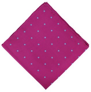 Pink with Light Blue Spots Silk Pocket Square