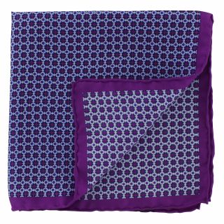 Purple Spot Geo Silk Pocket Square
